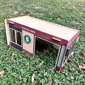Small Pets Wooden Hideout - Brown and Cream